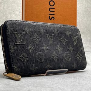 LOUIS VUITTON ルイヴィトン 長財布 ジッピーウォレット ラウンドファスナー デニム ノワール ブラック サイフ レディース メンズ