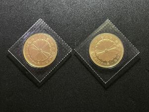 LN605c ２枚 天皇陛下 昭和天皇御在位60年記念 10万円 金貨x2 ブリスターパック未開封 24金 純金 20gx2 昭和61年銘 24K 拾万円金貨x2 ②