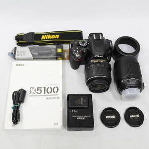 ☆1円スタート Nikon ニコン D5100 AF-S 18-55㎜ 55-200㎜ VR DX ボディ レンズ 現状品 動作確認済み 2410-K0402K(NT)