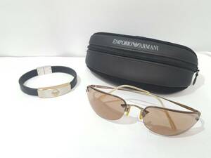 【美品含む】EMPORIO ARMANI エンポリオアルマーニ ブレスレット＆サングラス 2点セット/アイウェア/メタルフレーム/バングル/LNQ59