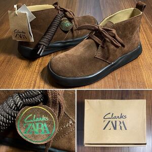 完売 正規 新品 ZARA×Clarks デザートブーツ 22.0cm 34 BROWN ザラ クラークス 100%牛革 レザー ブーツ シューズ 発表会 入学式 イベント