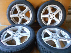 ★送料着払い★EA1107 AGAアルミ BS ブリザック VRX2 225/50R17 4本セット バリ山 21年製 7J +50 112 スタッドレス ベンツ アウディ