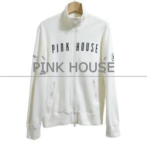 PINK HOUSE ピンクハウス サイズM ロゴプリント ワッペン フルジップ スウェットジャケット トラックジャケット ブルゾン オフホワイト