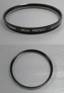 Ｃanon 　(721)　 美品・レンズフィルタ　58mm 　Protector 　（紫外線防止、レンズ保護）　キャノン