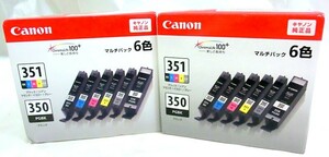1000円スタート インクカートリッジ 2点 Canon キャノン マルチパック6色 純正品 BCI-351+350/6MP 標準容量タイプ 印刷 箱付 WHO EE①203
