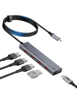 USB C ハブ 10Gbps 5ポート拡張 100W PD急速充電 USB 3.2 Gen 2 ハブ100cm ケーブル 4xUSB-A ポートと Type C 電源ポート付きUSB C to USB