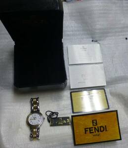 フェンディ メンズ時計 980G 電池交換済 FENDI 腕時計 クォーツ コンビカラー 白文字