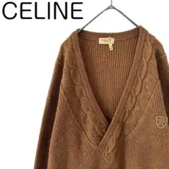 celine セリーヌ　レア品　セーター　モヘア　マカダムロゴ　レディース　茶色