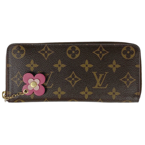 ルイ・ヴィトン Louis Vuitton ポルトフォイユ クレマンス フラワーチャーム 長財布 モノグラム ブラウン M64201 レディース 【中古】