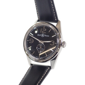 【中古】【Aランク】ベル＆ロス Bell＆Ross BR123 ヴィンテージOB オフィサー BRG123-BL-ST/SCR 腕時計 レザー 自動巻き ブラック文字盤