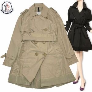 47 国内正規品 MONCLER モンクレール DELMAS 57136 デルマ ナイロン トレンチコート Trench coat アウター サイズ0 ベージュ レディース