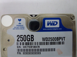 520206◆◇Western Digital WD2500BPVT SATA 250GB 初期保有◇◆