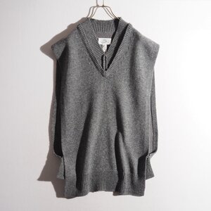 C2904P ●Maison Margiela メゾンマルジェラ 4 14● 23AW ウール アルパカ タバード ニットベスト グレー S ユニセックス 秋冬 rb mks