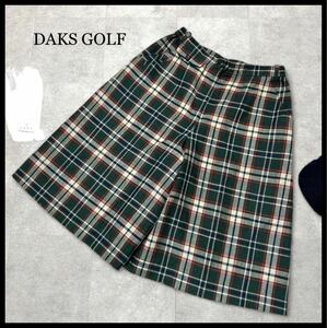 DAKS GOLFダックスゴルフ ハーフパンツ キュロット ハウスチェック 大人可愛い ゴルフウェア リネン グリーン S