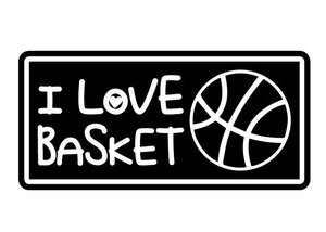 ★バスケットバール好きな方に♪ i love basket バスケットボール　カッティングステッカー (c_r)♪