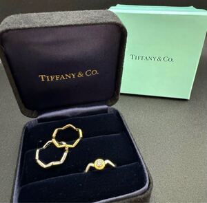 【1スタ】極美品 Tiffany ティファニー ジグザグリング 3連セット 18K PT950 純金 プラチナ 指輪 