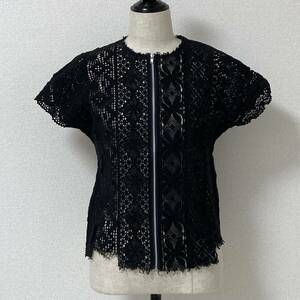 AD2001 tricot COMME des GARCONS 総レース ジップ ブラウス カットソー ブラック 黒 トリココムデギャルソン シャツ archive 4050351