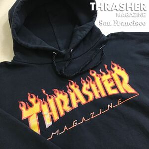 ★USA直輸入!!大きいサイズ★【THRASHER MAGAZINE×San Francisco スラッシャー】BIGロゴ プルオーバー スウェット パーカー [XL]黒 K2-767