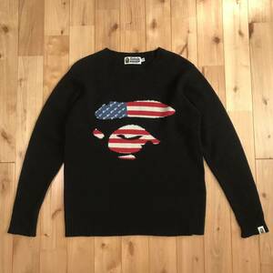 星条旗 APE FACE 長袖ニット Sサイズ a bathing ape BAPE knit エイプ ベイプ アベイシングエイプ fk80