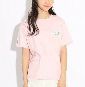 新品　PINK-latte【コットン100％/毛玉になりにくい】チケットプリントＴシャツ　ピンク(072)　15(150cm)　定価980円