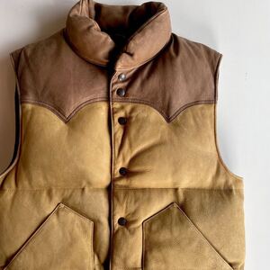 【名作】RRL “Deer Skin Down Vest” S ディアスキン レザー ロッキーマウンテン ウエスタン ダウン ベスト Ralph Lauren ヴィンテージ