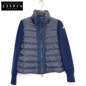 1円 MONCLER モンクレール 18年製 ネイビー MAGLIONE TRICOT CARDIGAN ジャケット S レディース