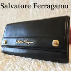 Ferragamo フェラガモ 財布 ブラック ゴールド レディース メンズ