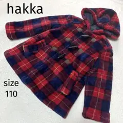 hakka ハッカ　チェック総柄　ダッフルコート　レッド　フリース　アウター