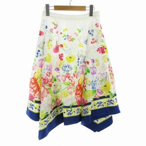 未使用品 チェスティ Chesty タグ付き Scarf Print Skirt フレアスカート ひざ丈 花柄 1 S マルチカラー /RO レディース