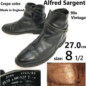 90s Vintage/イングランド製★Alfred Sargent/アルフレッドサージェント★ジョッパーブーツ【27.0/黒】クレープソール/shoes◆pWB103-02