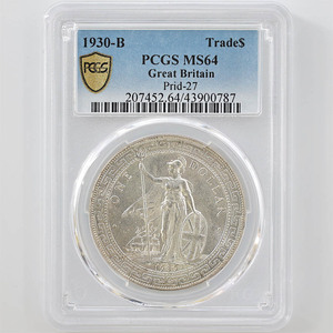 1930-B 英国 貿易銀 壹圓 銀貨 PCGS MS 64 イギリス ブリタニア