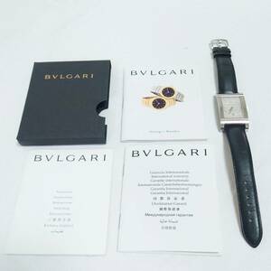 【１円スタート！！】ブルガリ BVLGARI レッタンゴロ RETTANGO RT45S メンズ 腕時計 レザー シルバー文字盤 保証書・取扱説明書