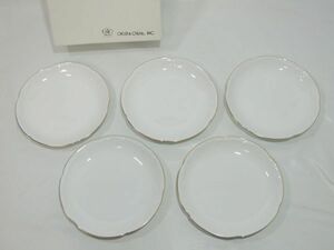 未使用 保管品 大倉陶園 OKURA ゴールドライン 金縁 白磁 ケーキ皿 銘々皿 5枚セット 直径15cm