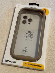 iFace公式購入 iFace Reflection iPhone16 Pro Max用 ケース背面透明クリア 側面枠ベージュ 耐衝撃 箱付 1日のみ使用 美品