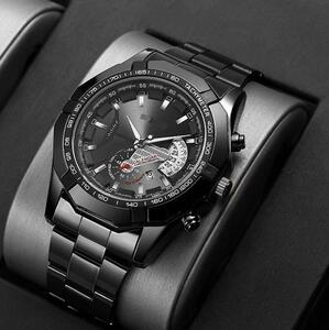 新品 クロノグラフ GENEVA 腕時計 メンズ 黒