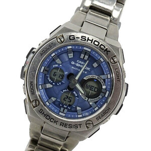 １円〜 カシオ CASIO G-SHOCK GST-W110D 時計 メンズ ブランド タフソーラー 電波時計 ステンレス SS 青文字盤 アナデジ (v0081359700)