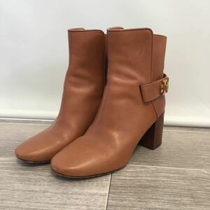 YM/722 TORY BURCH トリーバーチ レザー ショートブーツ チャンキーヒール ブラウン サイズ表記7M