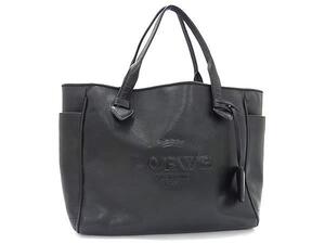 1円 LOEWE ロエベ ヘリテージ レザー トートバッグ ショルダーバッグ 肩掛けかばん レディース ブラック系 FB8815