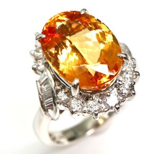 1円〜!!ソ付き!!豪華!!＊Pt900 天然トパーズ/天然ダイヤモンドリング＊D 約9.4g topaz diamond jewelry ring指輪FA5/FA5A128