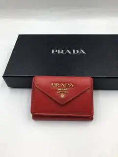 ️ 極美品‼️PRADA サフィアーノ 1MH021 ブラック プラダ三つ折り財布