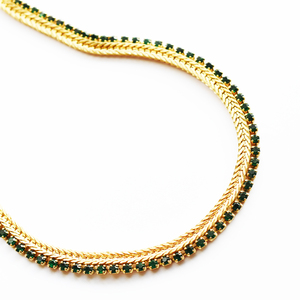 Vintage 1960’s 　green rhinestone gold necklace