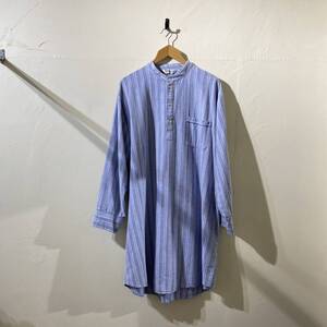 vintage euro grand farther stripe cotton shirt 古着 ビンテージ グランパ バンドカラーシャツ ストライプシャツ 80s 90s パジャマシャツ