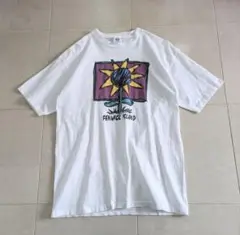 90s 向日葵　サンフラワー　アート　プリント　Tシャツ シングルステッチ