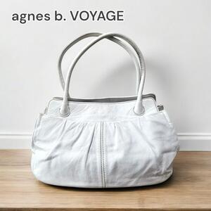 agnes b. VOYAGE ハンドバッグ ブランドロゴ ホワイト