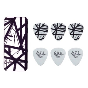 ギターピック 6枚 セット ジムダンロップ Tin 0.60mm EVHPT03 EVH White w/ Black Stripes Pickピックケース付き JIM DUNLOP ジムダン