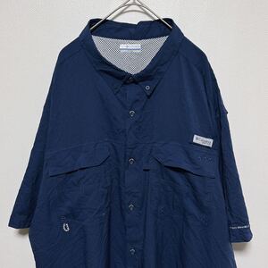 Columbia PFG コロンビア ボタンダウン　フィッシングシャツ 半袖シャツ ロゴ　ビッグサイズXXL オーバーサイズ