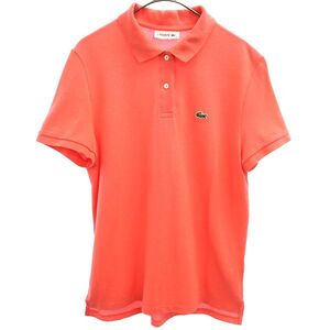 ラコステ ワンポイントロゴワッペン 半袖 ポロシャツ 38 ピンク LACOSTE 鹿の子地 カスタムフィット レディース