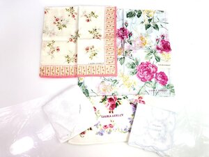 LAURA ASHLEY　ローラアシュレイ　ハンカチ　ハンカチーフ　タオルハンカチ　ガーゼハンカチ　5枚セット　花柄　レース　刺繍　YZ-600