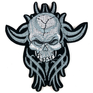 スカルモチーフ パッチ Skull Iron Patch バイカー ワッペン アウトロー 骸骨 髑髏 ドクロ Outlaw Biker