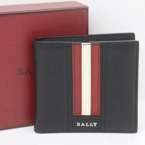 ITJ5I38258IQ 即決 本物 美品 BALLY バリー トレスポ レザー 二つ折り財布 6219664 ブラック レッド ホワイト ウォレット メンズ 外箱